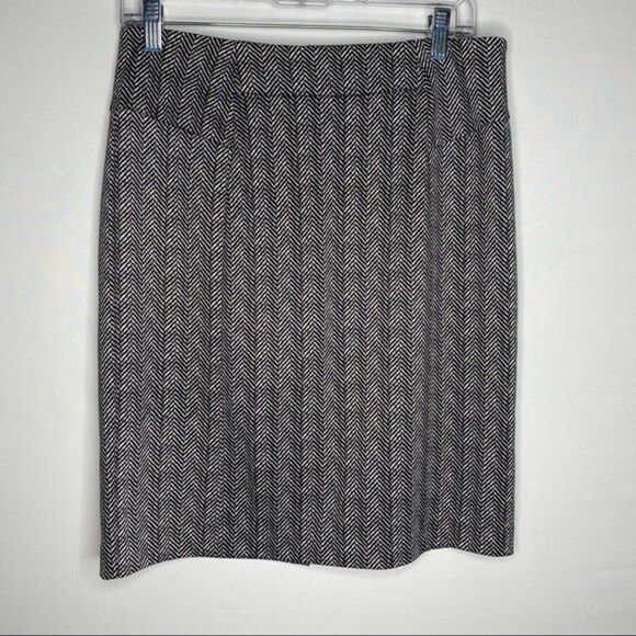 Michael Kors Black White Herringbone Pencil Skirt 8 - Picture 2 of 9